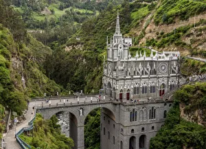On Vacation Prints: Las Lajas Sanctuary, elevated view, Narino Departmant, Colombia