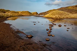 Scottish Culture Prints: Late afternoon at Sandwood Loch, Sandwood Bay, Scotland, United Kingdom, Europe