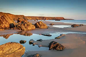 Dramatic Landscape Gallery: Late evening sunlight on a deserted Marloes Sands, Pembrokeshire, Wales, United Kingdom