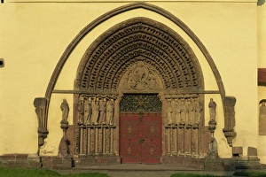 Late Romanesque portal of the apostles, Tisnov, South Moravia, Czech Republic, Europe