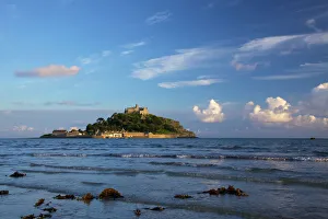 Marazion Prints: Late summer evening sunshine on St. Michaels Mount, Marazion near Penzance