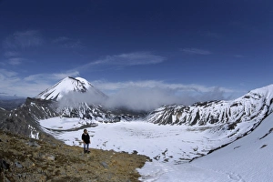 Volcanoe Prints: Late winter hiker on Tongariro Crossing