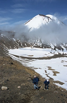 Volcanoe Prints: Late winter hikers on Tongariro crossing