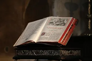 Bruges Prints: Latin Bible, Saint Salvators Cathedral, Bruges, West Flanders, Belgium, Europe