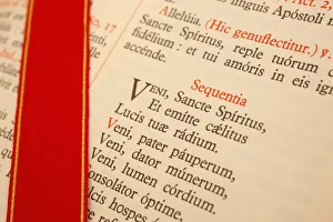 Images Dated 1st June 2009: Latin Missal at a traditionalist Catholic pilgrimage, Paris, France, Europe