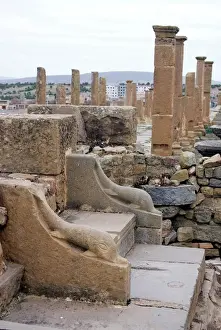 Algeria Prints: Latrine, Roman site of Timgad, UNESCO World Heritage Site, Algeria, North Africa, Africa