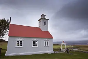 Akureyri Prints: Laufas historic farmstead, the present church built in 1865, north of Akureyri