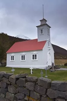 Images Dated 12th October 2008: Laufas historic farmstead, the present church built in 1865, north of Akureyri