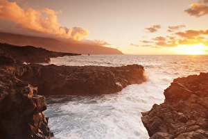 El Hierro Prints: Lava coast of Las Puntas at sunset, El Golfo, biosphere reserve, El Hierro, Canary Islands