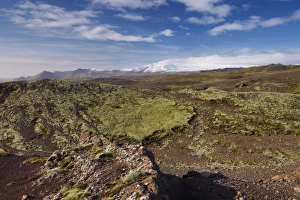 Images Dated 1st October 2008: Lava fields, Myrdalsjokull glacier in the distance, near Vik, South Iceland