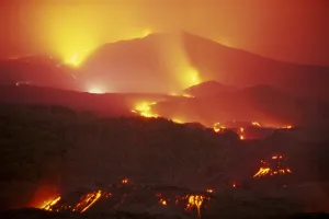 Mount Etna Prints: Lava flow from the Monti Calcarazzi fissure that threatened