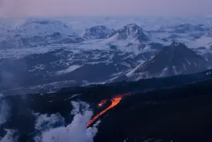Images Dated 4th April 2010: Lava flowing down mountain, Eyjafjallajokull volcano, Iceland, Polar Regions