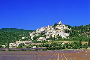 Lavender Prints: Lavender fields surround a village in Provence