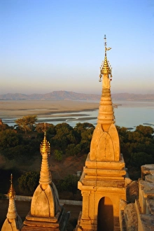 Irrawaddy Prints: Lawkahtipan Pagoda and the Irrawaddy River, Bagan (Pagan), Myanmar (Burma)