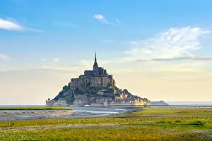 Stronghold Prints: Le Mont-Saint-Michel at sunrise, UNESCO World Heritage Site, Manche Department, Normandy