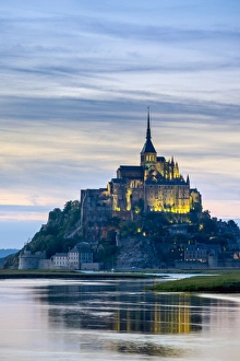 Manche Prints: Le Mont-Saint-Miichel at sunset, Mont-Saint-Michel, UNESCO World Heritage Site, Manche