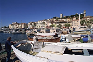 Cannes Prints: Le Suquet and harbour, Old Town, Cannes, Alpes Maritimes, Cote d Azur