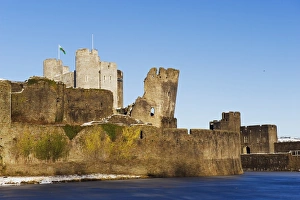Leaning Prints: Leaning tower, Caerphilly Castle, Caerphilly, Gwent, Wales, United Kingdom, Europe