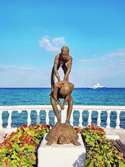 Cozumel Prints: Leap Frog Sculpture, waterfront of San Miguel de Cozumel