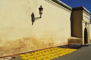 Lamp Prints: Leather drying in sun at Koutoubia Mosque, Marrakesh, Morocco, North Africa, Africa