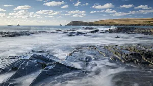 Ledges at high tide, Boobys Bay, Cornwall, England, United Kingdom, Europe