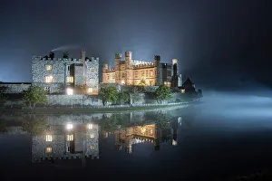 Forts Prints: Leeds Castle illuminated in evening mist