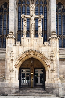 Leeds Prints: Leeds Cathedral doorway, Leeds, West Yorkshire, Yorkshire, England, United Kingdom, Europe
