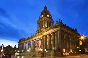 Local Government Prints: Leeds Town Hall at dusk, Leeds, West Yorkshire, Yorkshire, England, United Kingdom