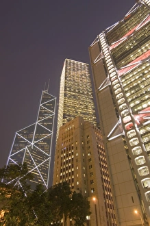 From left to right, the Bank of China Tower, Cheung Kong Centre, Sin Hua Bank