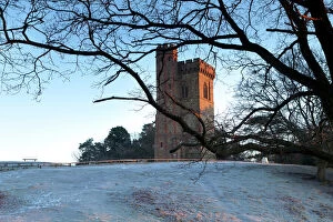 Surrey Collection: Leith Hill Tower in frost, Surrey Hills, highest point in south east England