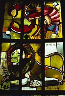 Lucerne Prints: Leo stained glass, St. Karlikirche, Lucerne, Switzerland, Europe