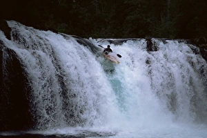 Adventuresome Prints: Leona Falls and kayaker, Neltume, Chile, South American