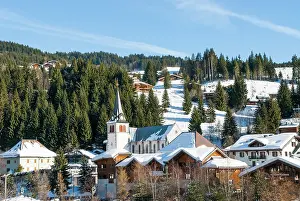 Cottages Prints: Les Gets, Ski resort, Haute-Savoie department, Rhone-Alpes region, France, Europe