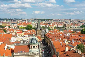 Cityscape View Prints: Lesser Town Bridge Tower and Charles Bridge as seen from St