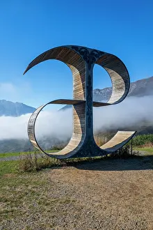 Public Prints: Letter monument stands in the mountains in North Ossetia