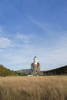 Giant Buddha Prints: Lettet sitting buddha under construction, Mon, Myanmar (Burma), Southeast Asia