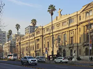 Santiago Prints: Liberador Avenue, view of the headquarters of the Pontifical Catholic University of Chile