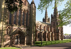 Cathedrals Prints: Lichfield Cathedral, West spires and North Front, Lichfield, Staffordshire, England