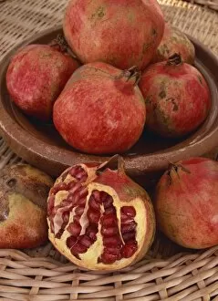 Healthy Food Collection: Still life of a bowl of red pomegranates