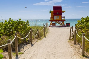 Lifeguard Tower Prints: Lifeguard station on South Beach, Miami Beach, Miami, Florida, United States of America