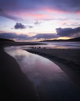 Last light on Luskentyre Beach, Isle of Harris, Outer Hebrides, Scotland, United Kingdom