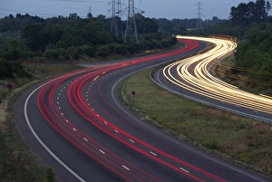 Tail Lights Prints: Light trails on the Guildford by-pass at dusk in Surrey, England, United Kingdom, Europe