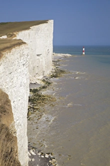 White Cliffs Prints: Lighthouse and cliffs at Beachy Head, East Sussex, England, United Kingdom, Europe