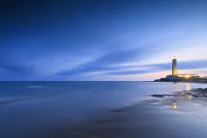Lighthouse at dusk, Capo Granitola, Campobello di Mazara, province of Trapani, Sicily
