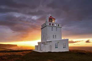 Lighthouses Prints: A lighthouse in Dyrholaey on the southern coast of Iceland, Polar Regions