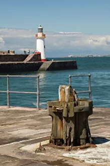 Cumbria Collection: Lighthouse at entrance to outer harbour, Whitehaven, Cumbria, England, United Kingdom