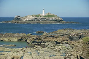 Light House Prints: Lighthouse, Godrevy Point, Cornwall, England, United Kingdom, Europe