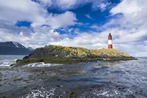 Lighthouse on an Island in the Beagle Channel, Ushuaia, Tierra del Fuego, Argentina, South America