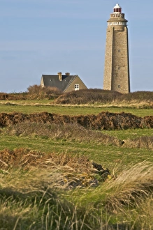 Light Houses Prints: Lighthouse and keeperss house at Cap Levi, Manche, Normandy, France, Europe