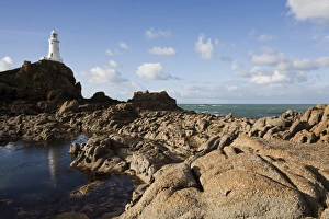 Jersey Prints: Lighthouse, La Corbiere, St. Brelade, Jersey, Channel Islands, United Kingdom, Europe